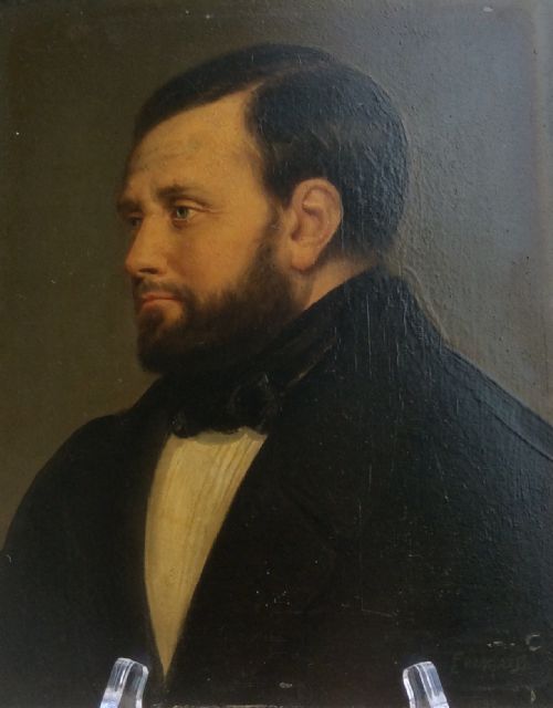 Small 19th C Oil on Wood Portrait of a Fine French Gentleman, Signed