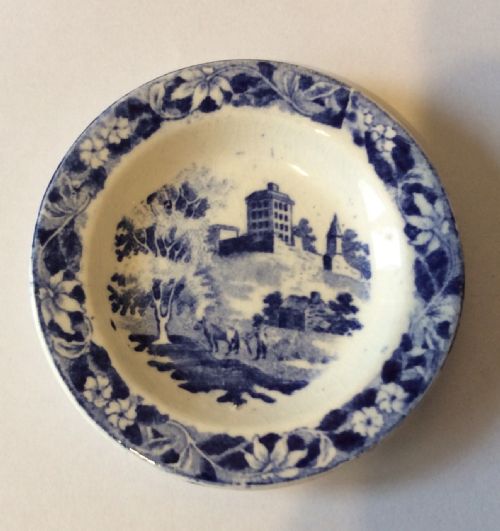 Miniature Blue & White Toy Plate by Hackwood C1845