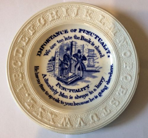 Victorian Child’s Alphabet Plate ‘Punctuality’