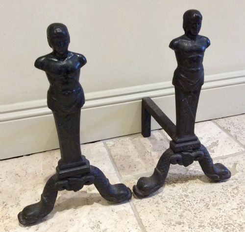19th Century Cast Iron Andirons/fire Dogs by the Carron Foundry