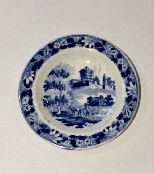 miniature blue white plate by hackwood c1845 - CATEGORY: ANTIQUE PLATES - DATED 19TH CENTURY