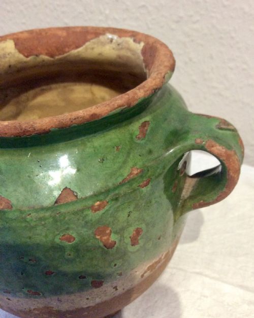 19TH CENTURY FRENCH GREEN CONFIT POT - ADDITIONAL PHOTO 2