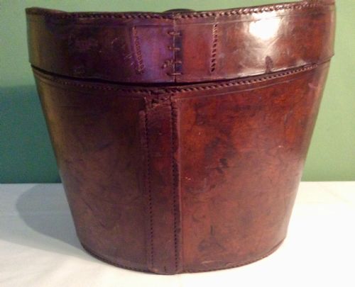 19TH CENTURY LEATHER TOP HAT BOX - ADDITIONAL PHOTO 2