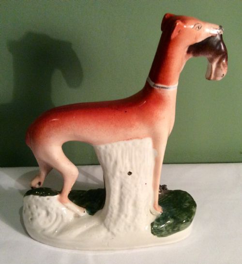 PAIR OF LARGE 19TH CENTURY STAFFORDSHIRE HUNTING DOGS - ADDITIONAL PHOTO 2