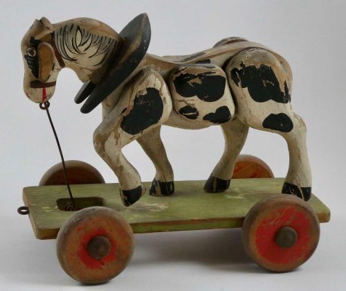 wooden toy pullalong mule - CATEGORY: ANTIQUE MISCELLANEOUS - DATED 1920