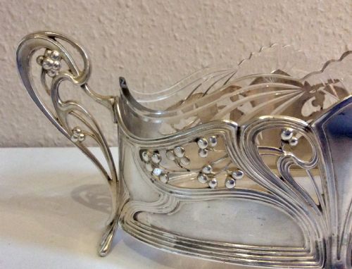 WMF ART NOUVEAU SILVER PLATE AND GLASS CENTREPIECE - ADDITIONAL PHOTO 3