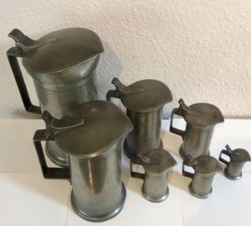 set of seven antique french pewter measures - CATEGORY: ANTIQUE METAL - DATED 19TH CENTURY