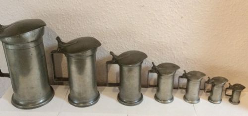 SET OF SEVEN ANTIQUE FRENCH PEWTER MEASURES - ADDITIONAL PHOTO 1