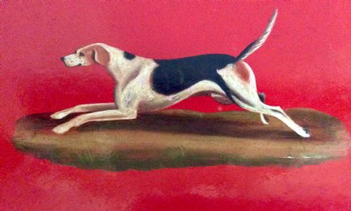 SET OF SIX 1930S RED LAQUER HOUNDS PLACEMATS - ADDITIONAL PHOTO 1