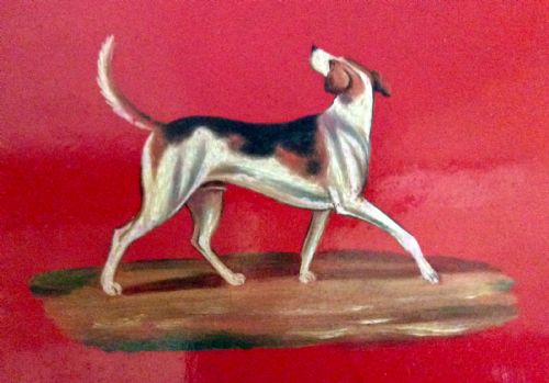 SET OF SIX 1930S RED LAQUER HOUNDS PLACEMATS - ADDITIONAL PHOTO 3