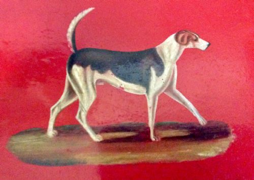 SET OF SIX 1930S RED LAQUER HOUNDS PLACEMATS - ADDITIONAL PHOTO 4