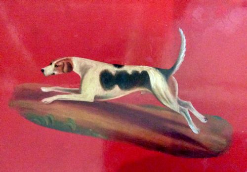 SET OF SIX 1930S RED LAQUER HOUNDS PLACEMATS - ADDITIONAL PHOTO 5