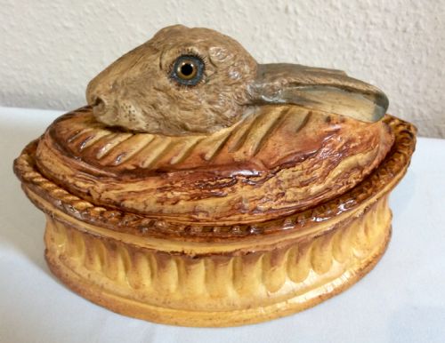 french terrine with hare head lid - CATEGORY: ANTIQUE CERAMICS - DATED 1920