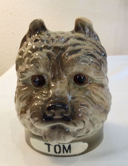 french majolica tom the terrier tobacco jar - CATEGORY: ANTIQUE CERAMICS - DATED 1900