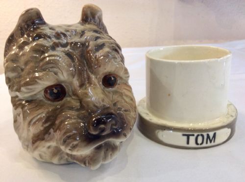 FRENCH MAJOLICA TOM THE TERRIER TOBACCO JAR - ADDITIONAL PHOTO 2