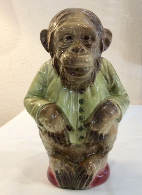 rare french majolica monkey jug - CATEGORY: ANTIQUE JUGS - DATED 1900