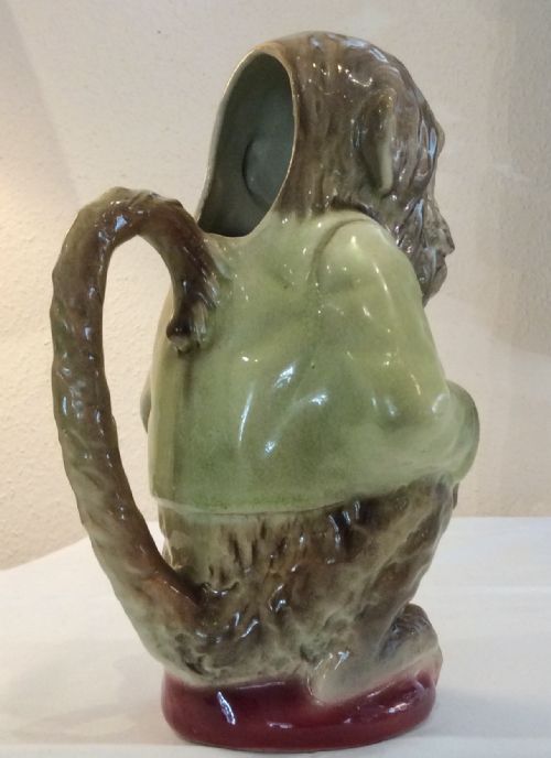 RARE FRENCH MAJOLICA MONKEY JUG - ADDITIONAL PHOTO 4