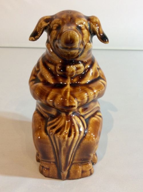 french treacle glaze pig money bank - CATEGORY: ANTIQUE BOXES - DATED 1930