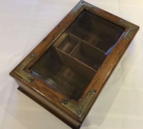 VICTORIAN GLASS TOPPED STATIONERY BOX - ADDITIONAL PHOTO 2