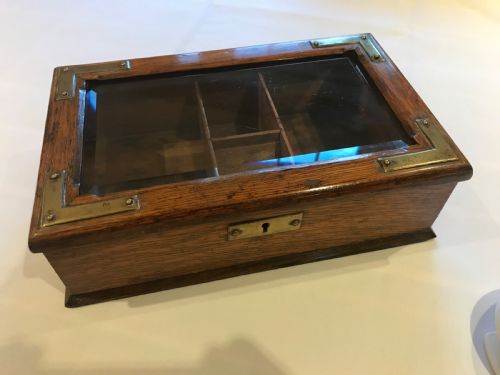 VICTORIAN GLASS TOPPED STATIONERY BOX - ADDITIONAL PHOTO 6