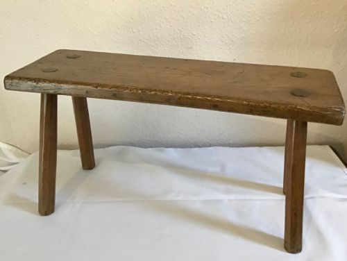 19th century primitive ash stool - CATEGORY: ANTIQUE STOOLS - DATED 19TH CENTURY