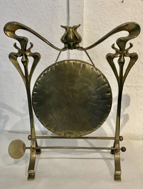 art nouveau brass table gong - CATEGORY: ANTIQUE MISCELLANEOUS - DATED 1910