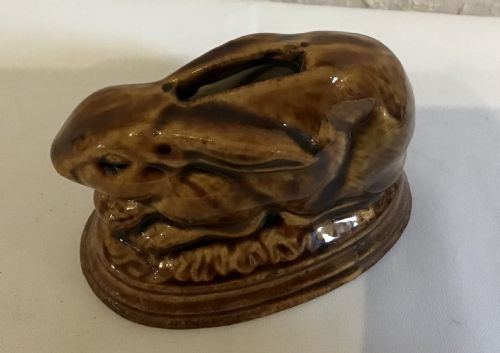 FRENCH TREACLE GLAZE RABBIT MONEY BOX - ADDITIONAL PHOTO 1