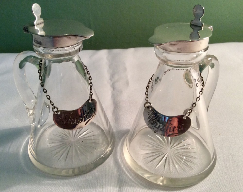 Pair of Edwardian Silver Topped Whiskey Noggins