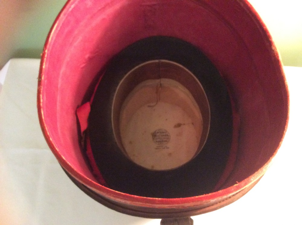 Leather Hat Box containing two Locke & Co Top Hats View XI