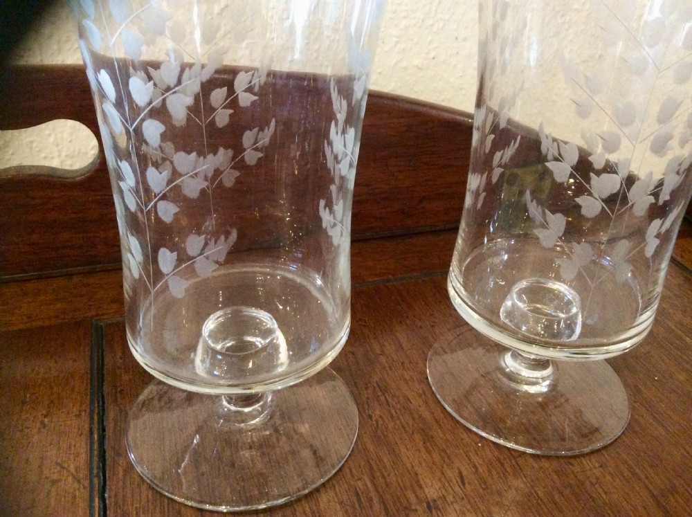 Pair of Edwardian etched Celery Glasses View III