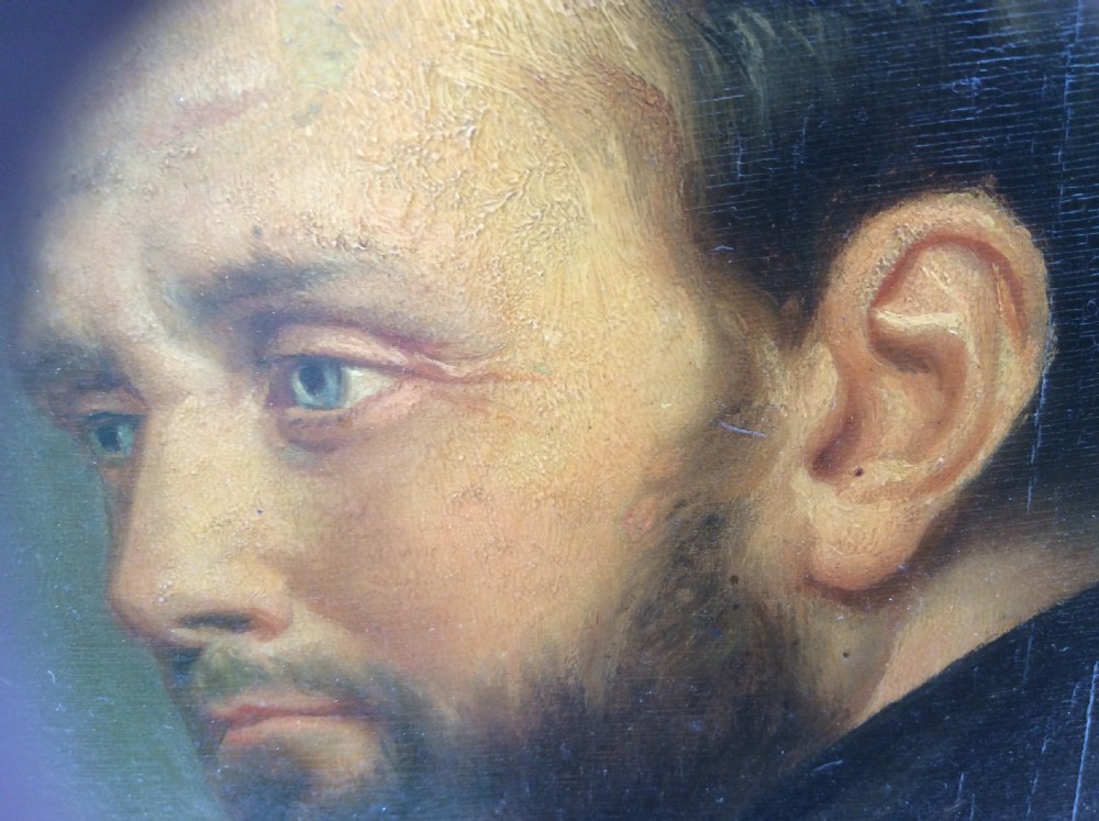 Small 19th C oil on wood portrait of a fine French gentleman, signed  View IV