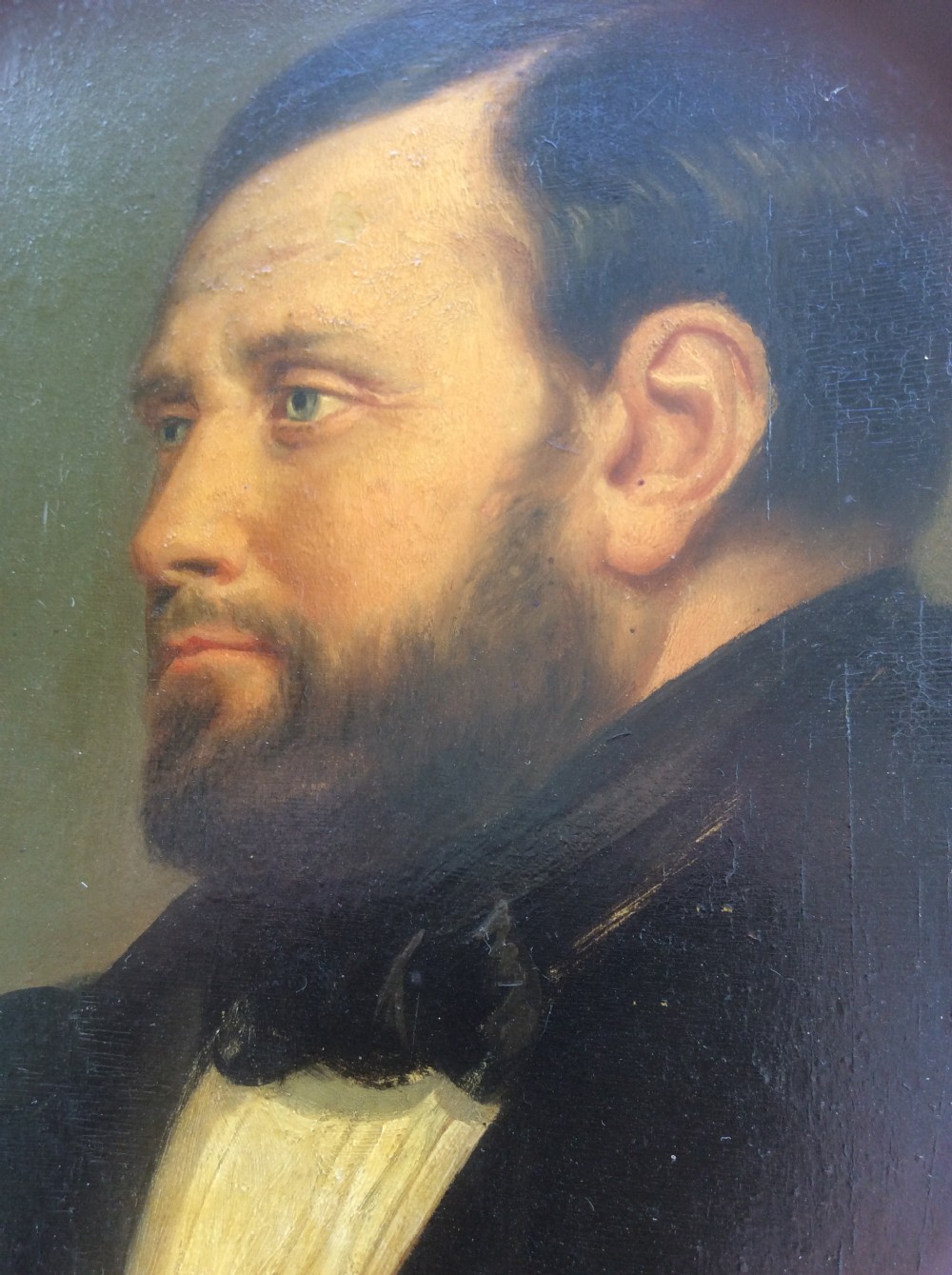 Small 19th C oil on wood portrait of a fine French gentleman, signed  View VI