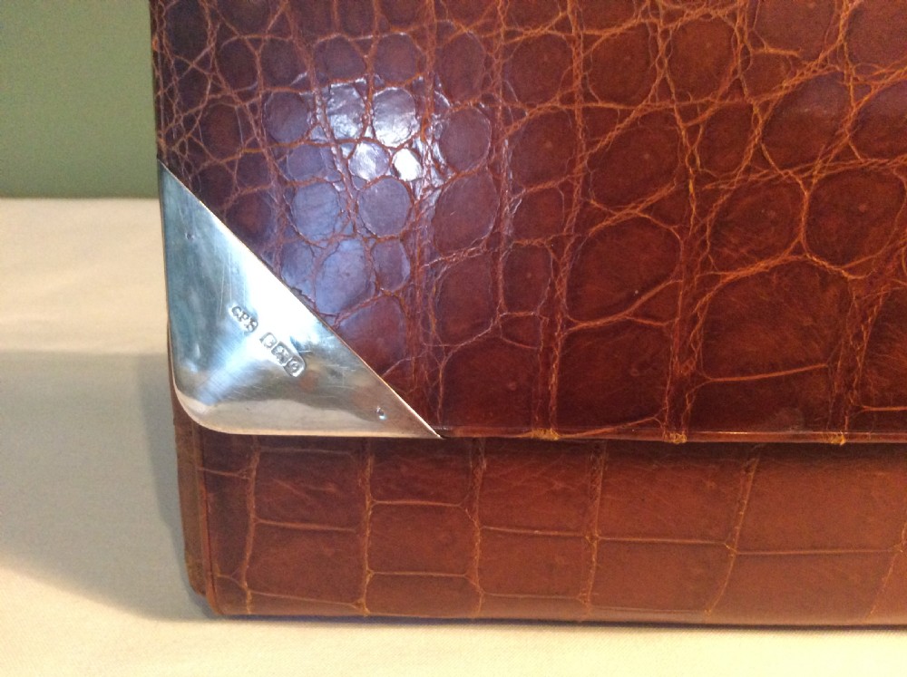 Silver Mounted Crocodile Bow Tie Case c1902 View II