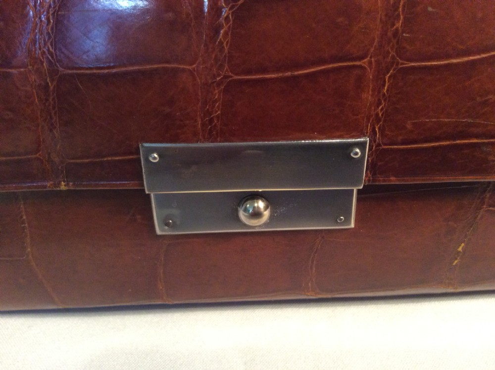 Silver Mounted Crocodile Bow Tie Case c1902 View III