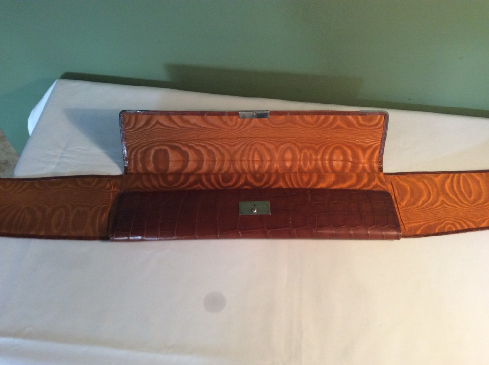 Silver Mounted Crocodile Bow Tie Case c1902 View VIII
