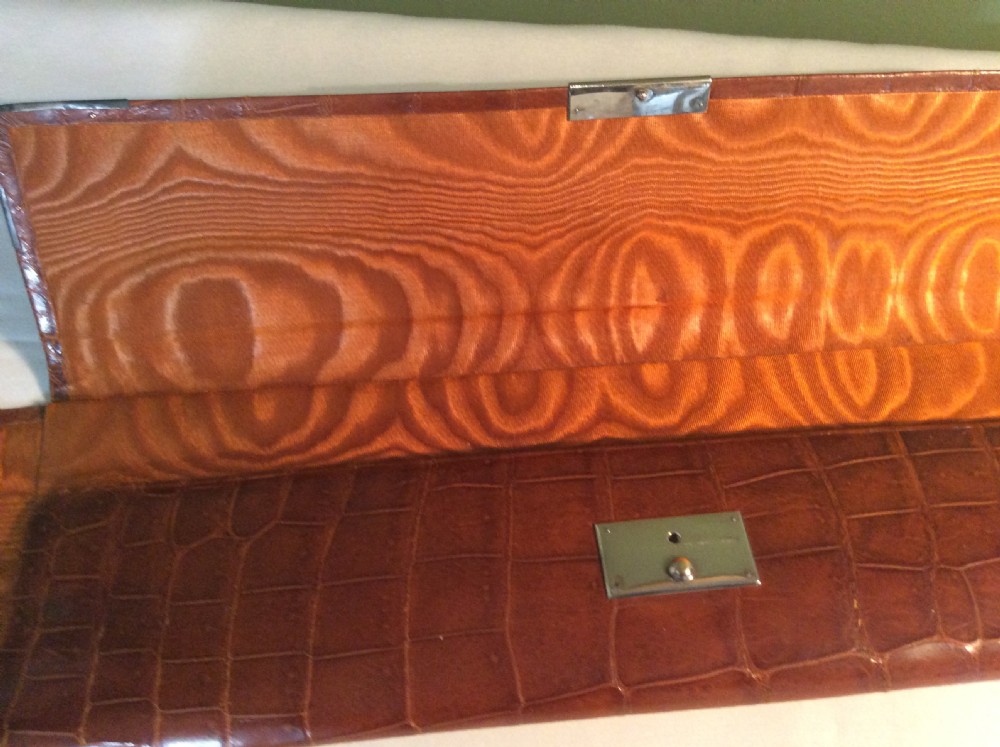 Silver Mounted Crocodile Bow Tie Case c1902 View IX