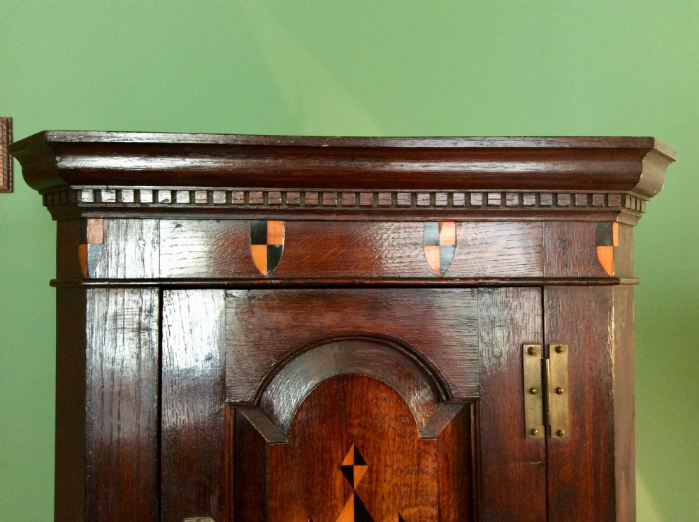 Small 19th Century Oak Corner Cupboard with geometric  marquetry inlay View IV