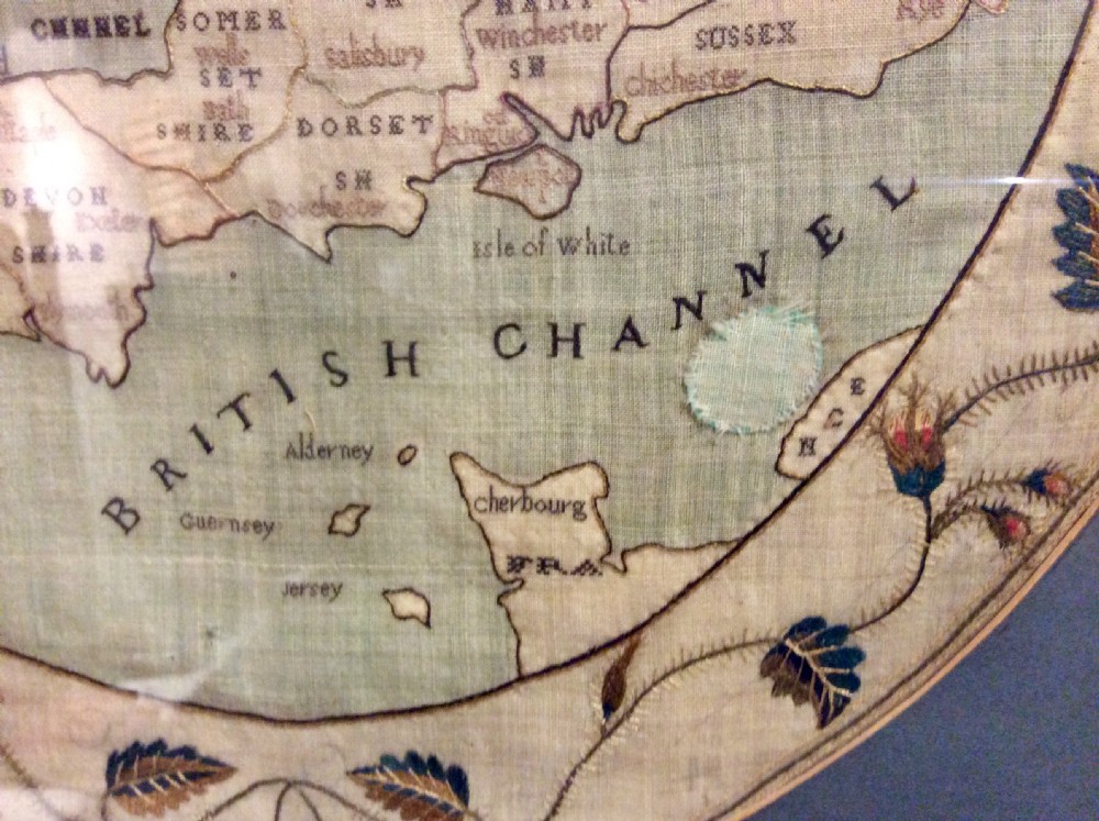 George III Silk Emroidery Map of England & Wales dated 1801 View II