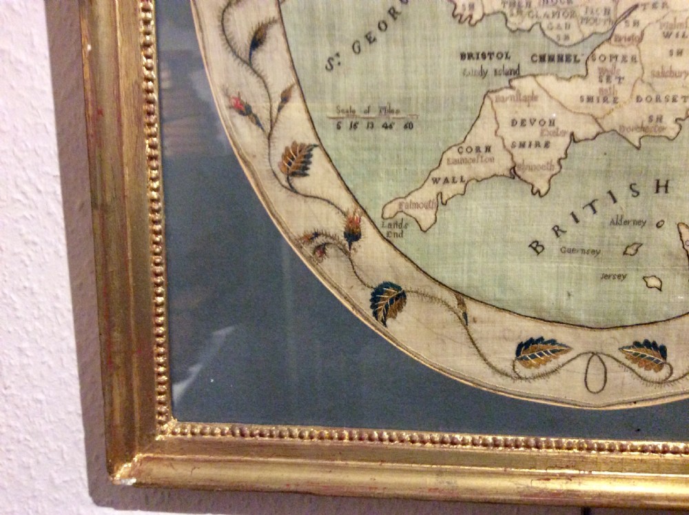 George III Silk Emroidery Map of England & Wales dated 1801 View V