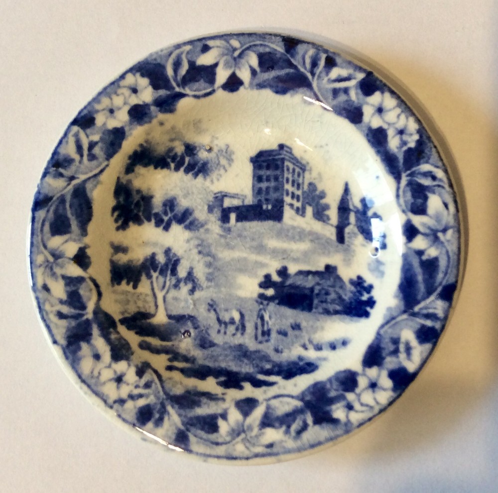 19th Century Miniature Blue &White Hackwood Plate 