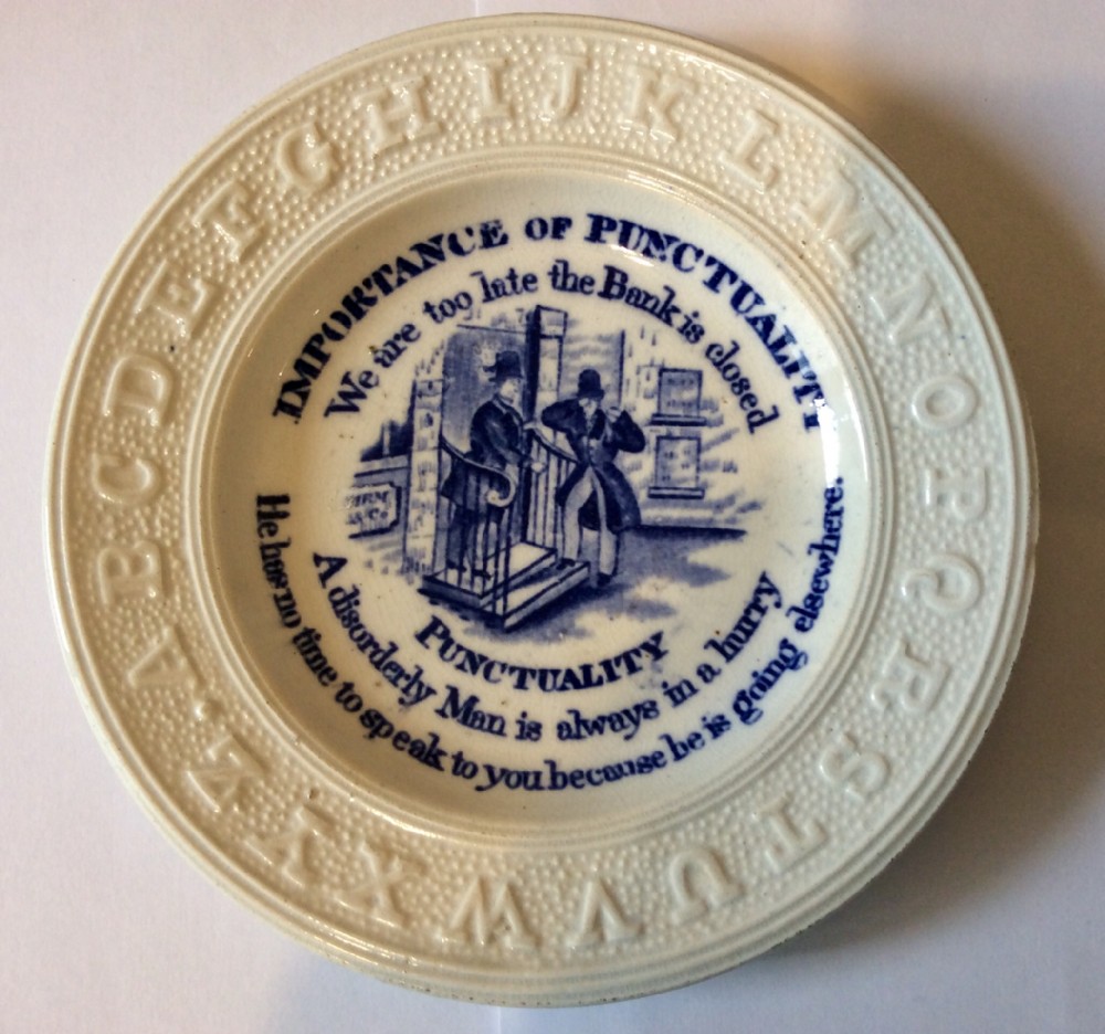 Victorian Child’s Alphabet Plate ‘Punctuality’