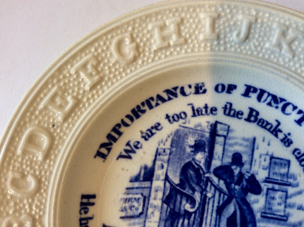 Victorian Child’s Alphabet Plate ‘Punctuality’ View II