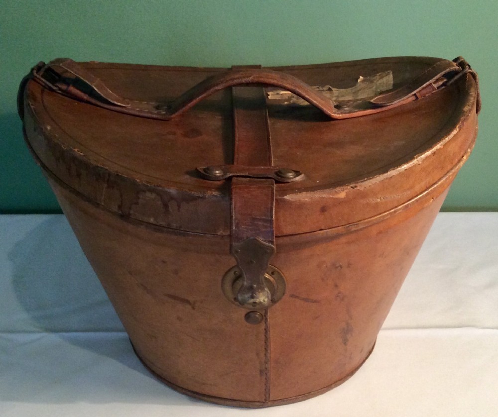 Antique French Leather Hat Box