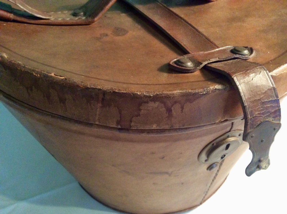 Antique French Leather Hat Box View II