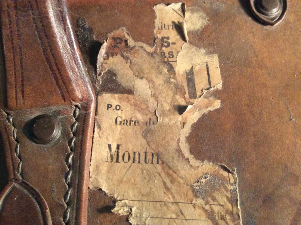 Antique French Leather Hat Box View III