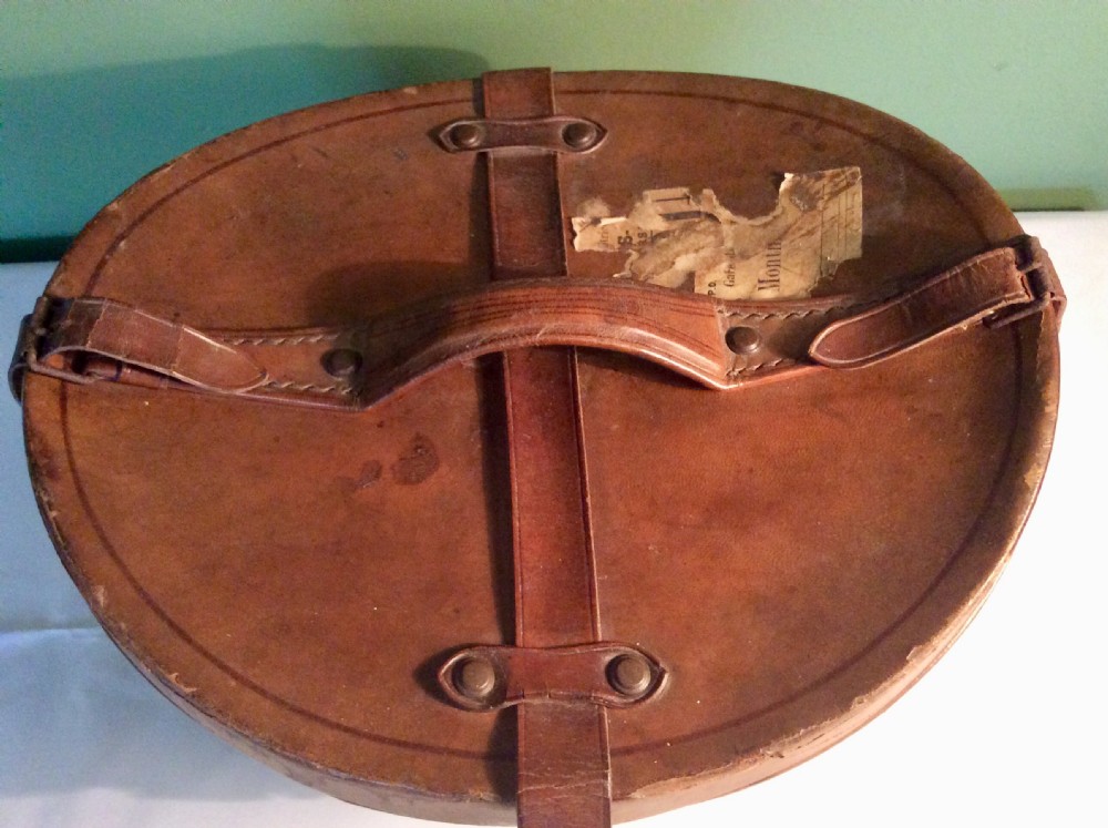 Antique French Leather Hat Box View IV