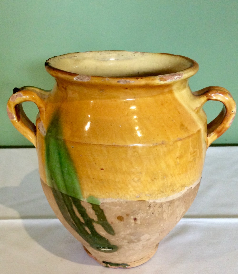 Antique French Confit Pot, very nice two colour glaze