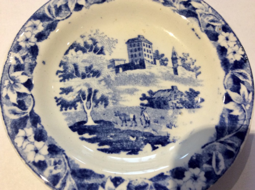 Miniature Blue & White Plate by Hackwood c1845 View IV