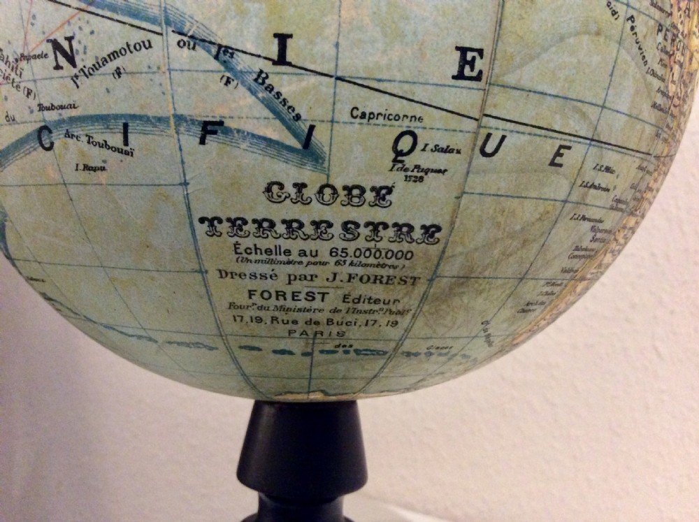 9 ‘’ French Terrestrial Table Globe c1927-30, by J. Forest   View IV