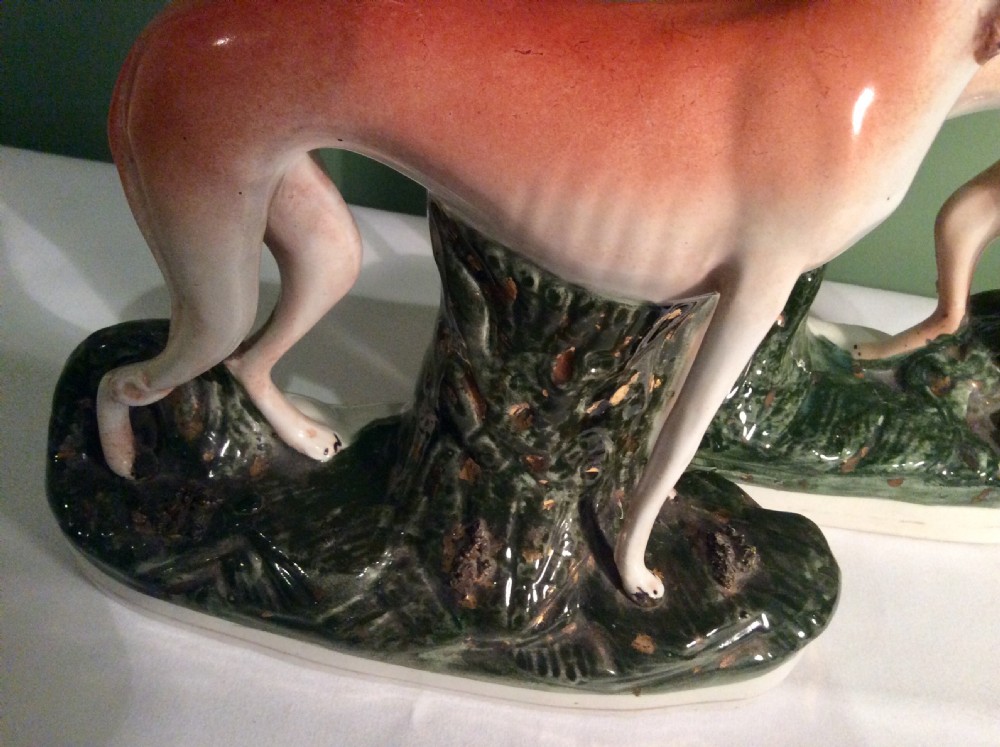 Pair of large 19th Century Staffordshire Hunting Dogs View IX